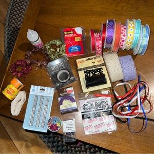 HUGE Lot Crafting Scrapbooking SuppliesTape Ribbon Adhesive Gems Stickers Brads